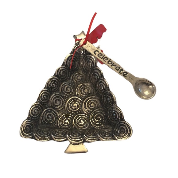 Mudpie Silver Swirl Christmas Tree Serving Dish & Spoon - Picture 7 of 8